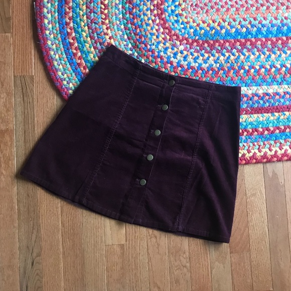 Target Dresses & Skirts - Target Bergundy Corduroy Button-Up Mini Skirt